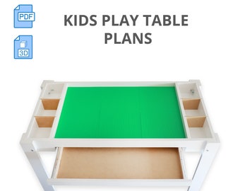 Building Brick Kid Play Table Blueprint - Woodworking