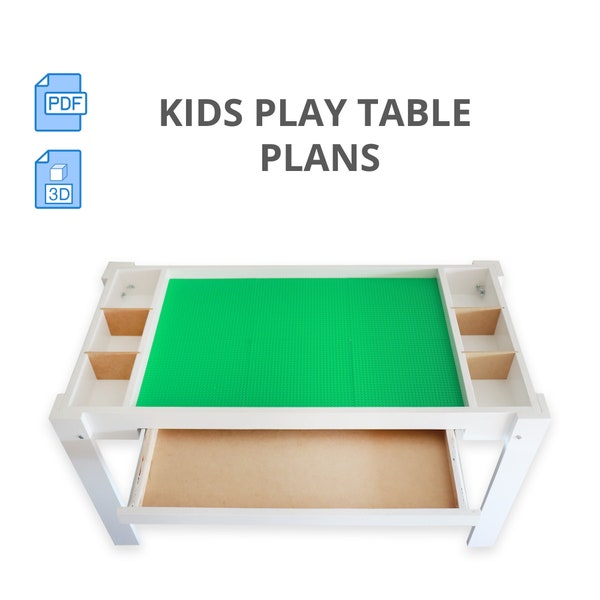 Building Brick Kid Play Table Blueprint - Woodworking