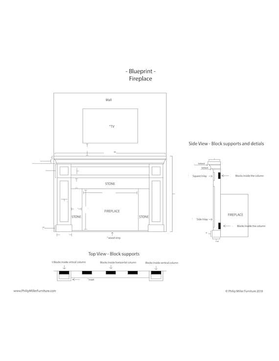Build Blueprints For A Shaker Style Fireplace Cabinets And Etsy