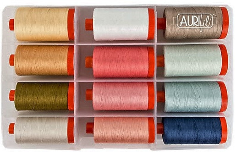 Sarah Vedeler TRANSFORMATION WARM Collection 12 Lg 50 wt Aurifil Thread Spools