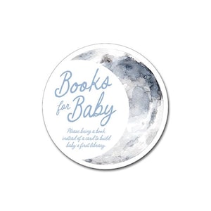 TÉLÉCHARGEMENT IMMÉDIAT - Carte de vœux pour bébé - Over the Moon - La première bibliothèque de bébé, lune et étoiles, demande de livre pour baby shower, pièce jointe