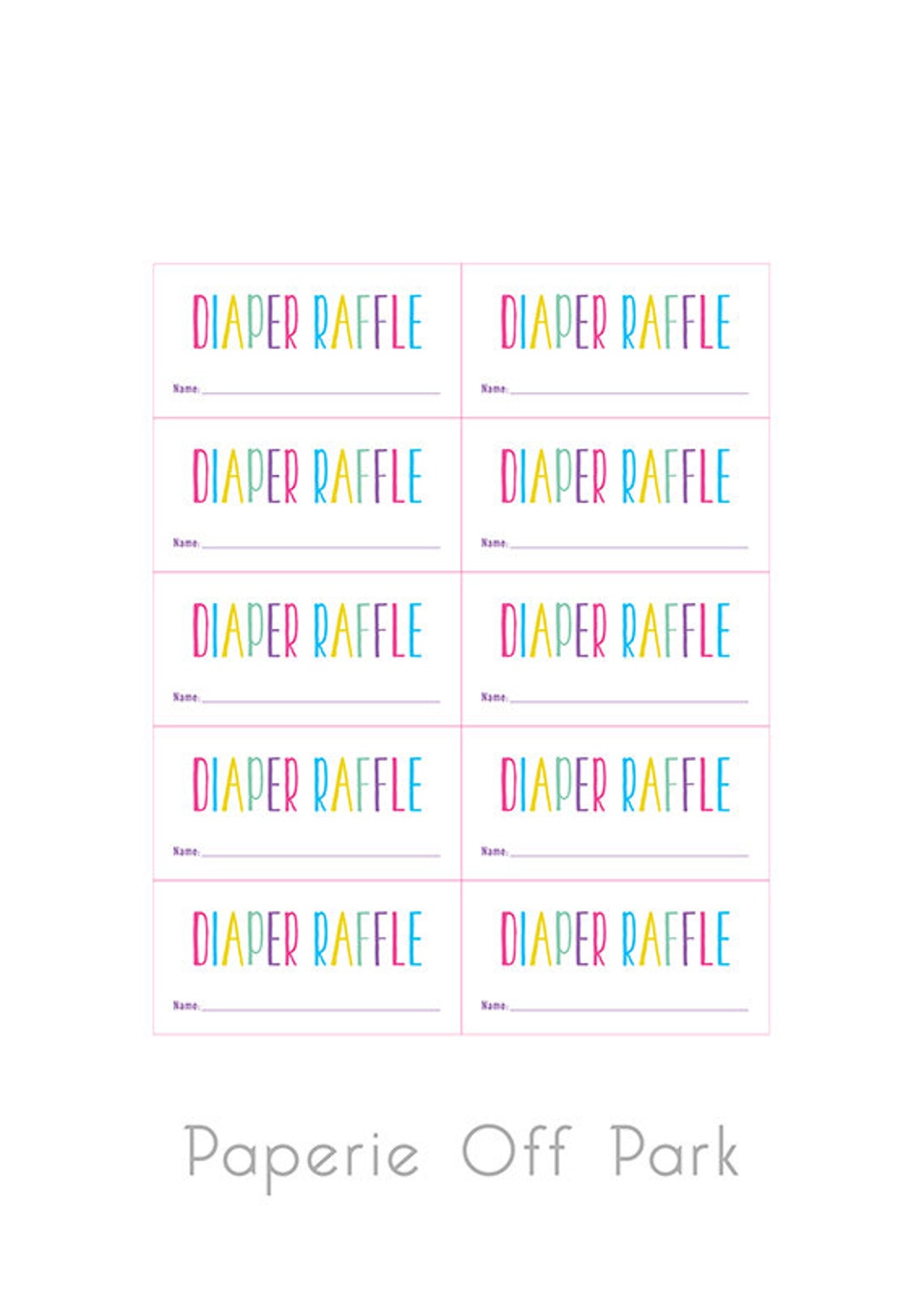 INSTANT DOWNLOAD - Printable Baby Shower Diaper Raffle Tickets - 1.75x3 ...
