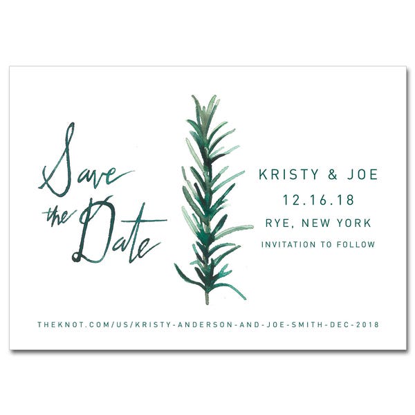 Wedding Save-the-Date - Watercolor Evergreen - Winter Wedding - Printable and Personalized