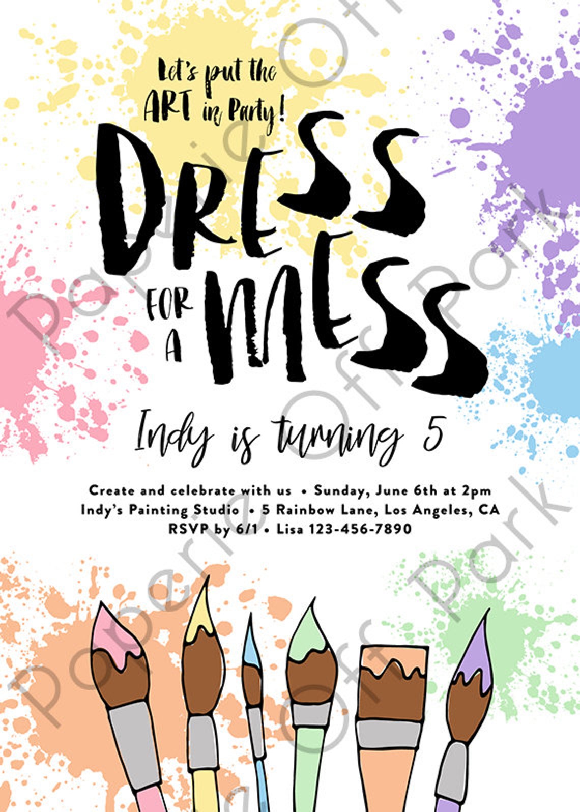dress-for-a-mess-birthday-party-5x7-invitation-art-party-etsy