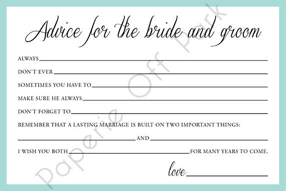 Printable Advice for the Bride and Groom Cards 2 Designs | Etsy