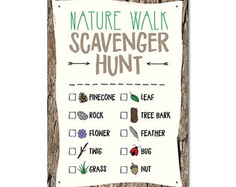 Scavenger Hunt Game (2 designs) - Easy scavenger hunt, Nature Walk, Treasure Hunt, Backyard, Neighborhood, Camping - INSTANT DOWNLOAD