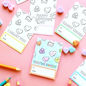 Cartes à colorier imprimables de la Saint-Valentin (6 motifs) - 2,5 x 3,5 - Amoureux dessinés à la main - TÉLÉCHARGEMENT INSTANTANÉ