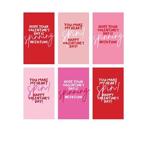 Valentinstag Karten (6 designs) - 2.25x3.75 - You Make My Heart Spin - Spinning with Fun Tag, Fidget Spinner, Spin Toy - INSTANT DOWNLOAD