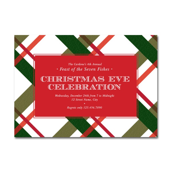 Christmas Eve Celebration Dinner 5x7 Invitation - Feast of the Seven Fishes - Printable and Personalized