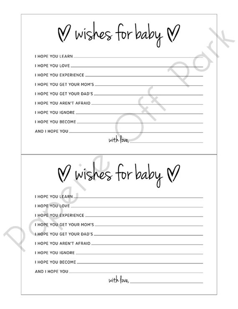 Printable Wishes for Baby Cards 5x7 Baby Shower Sprinkle Etsy