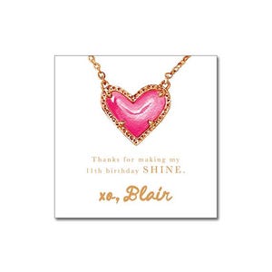 Jewelry Party Favor Tag/Sticker - 3&quot; - Heart pendant necklace, Charm party, Tween, Preppy Girl, Teen, Charm Bracelet, Girls Accessory Party