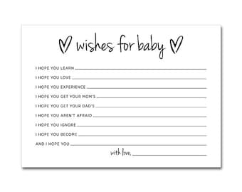 Printable Wishes for Baby Cards - 5x7 - Baby Shower Sprinkle Gender Reveal - Modern Baby Black & White - INSTANT DOWNLOAD