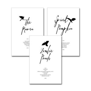 INSTANT DOWNLOAD - Printable Cocktail Signs (3 drink recipes included) - Halloween Party - Costumes & Cocktails