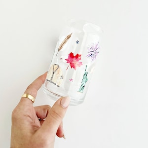 Can-shaped Glass with watercolor illustrations - Singer, Pop Star, Mug, Drinkware, Glassware, Iced Coffee Tumbler, Beer Can Glass