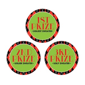 INSTANT DOWNLOAD - Printable Prize Stickers/Tags - 3" - Ugly Christmas Sweater Party - The Good. The Bad. The Ugly.