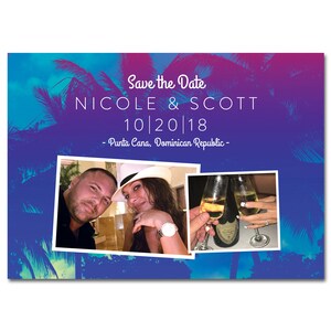 Wedding Save-the-Date with Photos - Palm Paradise - Tropical Wedding - Printable and Personalized