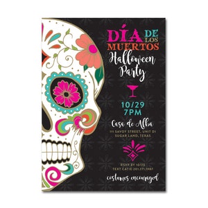 Day of the Dead/Día de los Muertos Halloween Party 5x7 Invitation - Sugar Skulls - Printable and Personalized