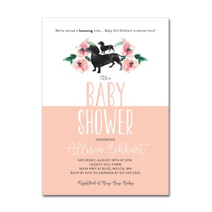 Baby Shower 5x7 Invitation - Daschund Weenie Dog - Worth the long wait - Printable and Personalized