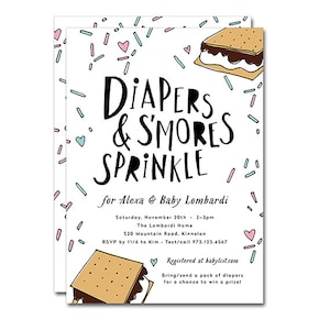 Baby Sprinkle Shower 5x7 Invitation - Diapers & S&#39;mores - Smore to Love, Adding Smore Love - Printable and Personalized