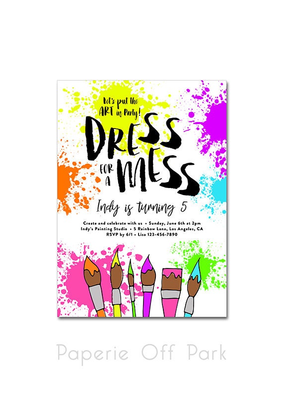 open lace back dress Craft Birthday Party Invitation Editable Template, Summer Craft Art Pa –  Puff Paper Co main image 0