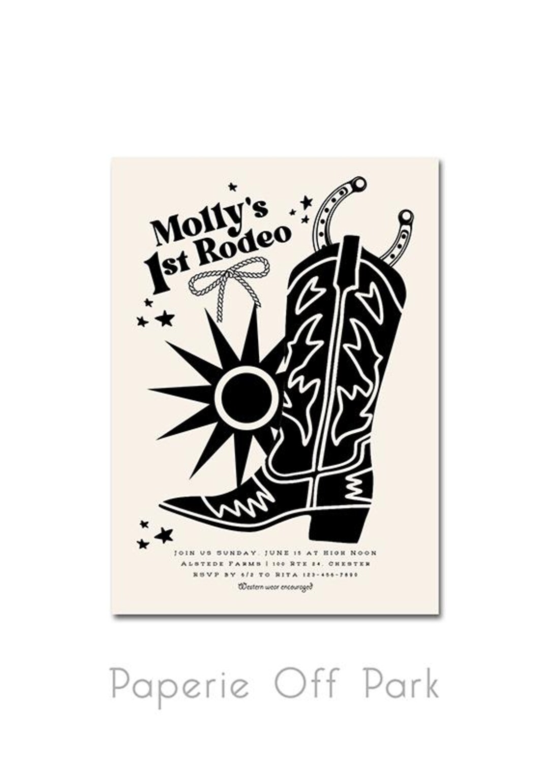 1st Rodeo Birthday Party 5x7 Invitation - First Rodeo, Cowboy Birthday ...