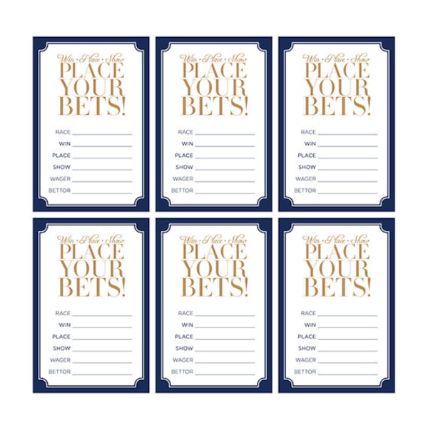 Kentucky Derby Win Place Show Cards Etsy