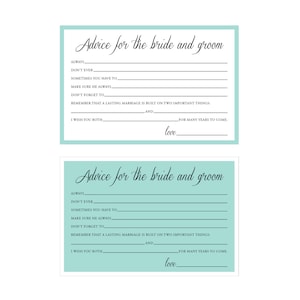 Consejos imprimibles para las tarjetas de los novios (2 diseños) - 4x6 - Despedida de soltera - Algo azul - DESCARGA INSTANTE