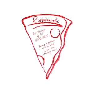 RSVP-kaart met aquarel pizza - A2 (4,25 x 5,5) - Ciao 10 - Rispondi, Pizza Party, Italiaans, Capri, Mama Mia - Afdrukbaar, Gepersonaliseerd