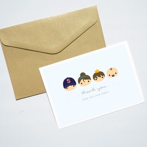 Dankeskarte, Personalisiertes Familienportrait, Familienillustration, Personalisiertes Portrait, Illustration