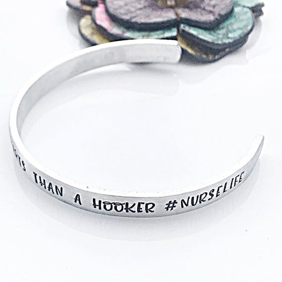 Custom Engraved Nurse Charm Bracelet Jewelry Personalized Gift for Nurse Graduation Gift Hand Stamped RN LPN Nursing is a Work of Heart