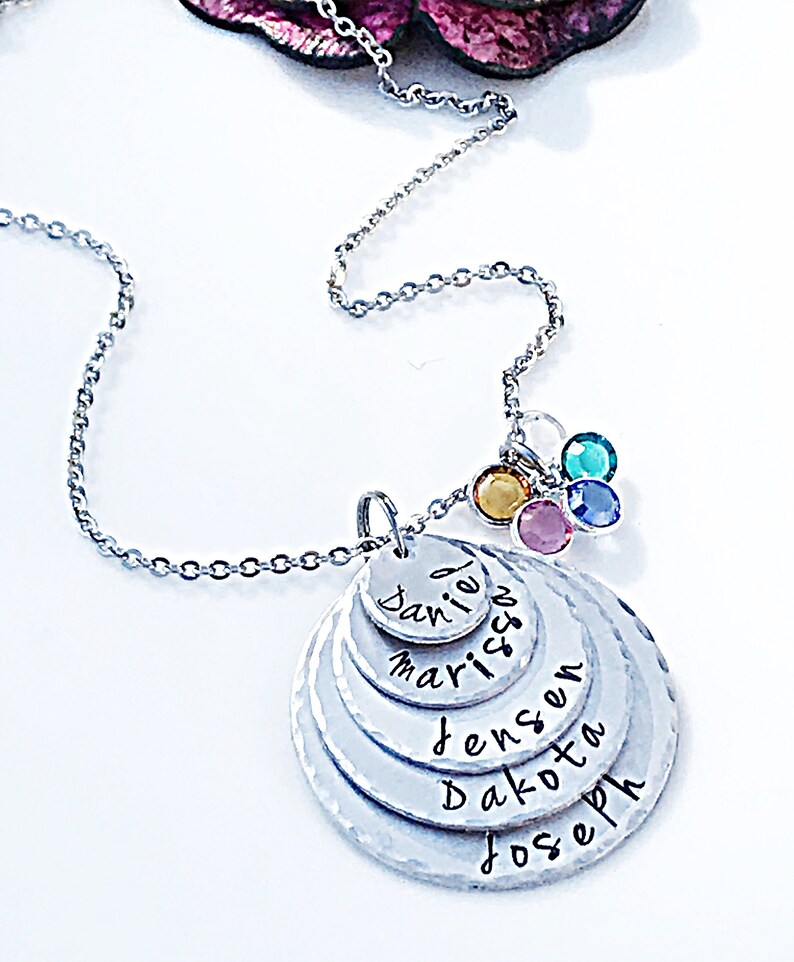 Stacked Name Disc Necklace Children's Name Jewelry Etsy