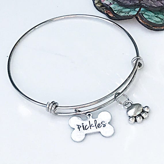 Pet Lover Jewelry Dog Bracelet Personalized Hand Stamped Pet Etsy
