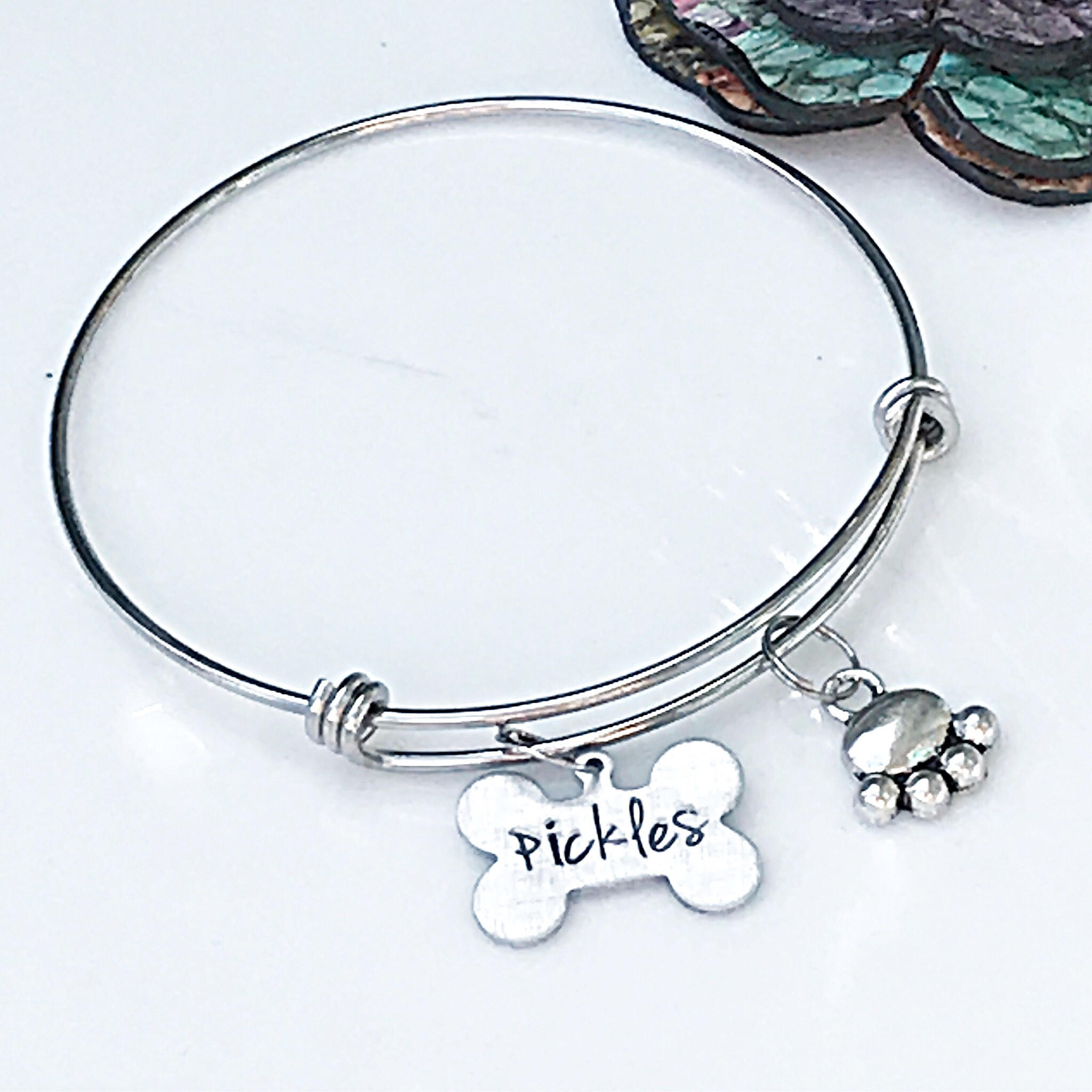 Pet Lover Jewelry Dog Bracelet Personalized Hand Stamped Pet Etsy
