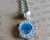 Dragon egg pendant, Dragonscale necklace, Silver necklace, Blue Dragon theme, Fantasy Jewelry