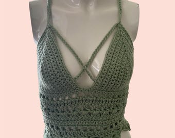 Handmade Crochet Crop Top: 100% Cotton Luna Top
