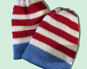 July Fourth Hat - Beanie - Red White and Blue Hat - 4th Of July - American Flag - Independence Day