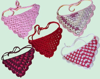 Valentine's Inspired Bandanas - Crochet Bandana - Crochet Head Scarf