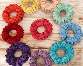 Scrunchies all'uncinetto - Elastici per capelli all'uncinetto - Scrunchies in velluto