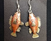 Copper, bronze and German Silver Rockfish earrings.