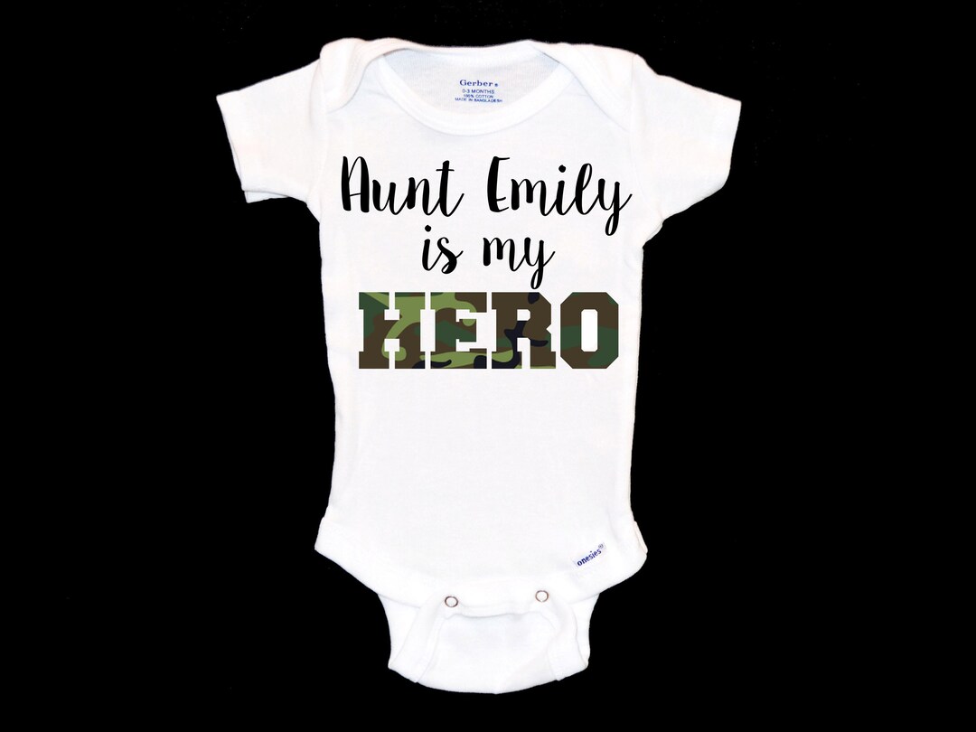Custom Aunt is My Hero CAMO Onesie®. Army. Military Onsie® Auntie. Navy
