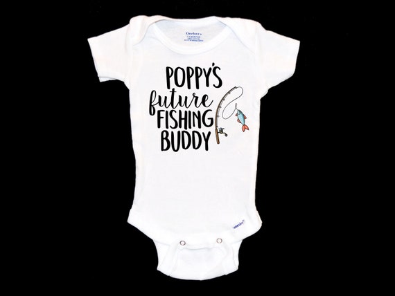 Poppy's Fishing Buddy Onesie®. Future Fly Fisherman Baby Onsie