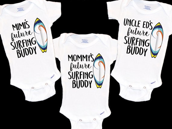 unisex baby clothes personalised bodysuit Daddy/'s future surfing buddy custom Baby Onesie\u00ae beach baby summer clothes beach partner