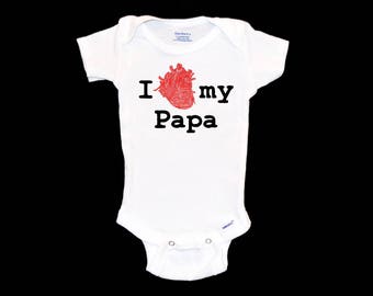 I Heart My Papa Onesie® - Custom Infant Onsie®, Baby Medical Shirt, Anatomical Heart Toddler Shirt, Doctor Baby Gift, Unique Newborn Present