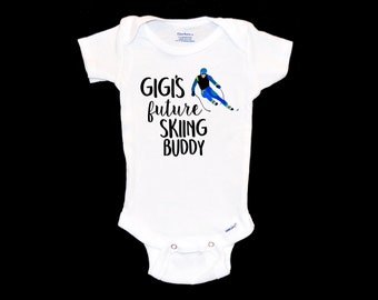 Gigi's Future Skiing Buddy Onesie®®. My Grandma loves to Mountain Ski. Hit the Slopes. Mountain Baby. Downhill Skiing. Alpine. Colorado.