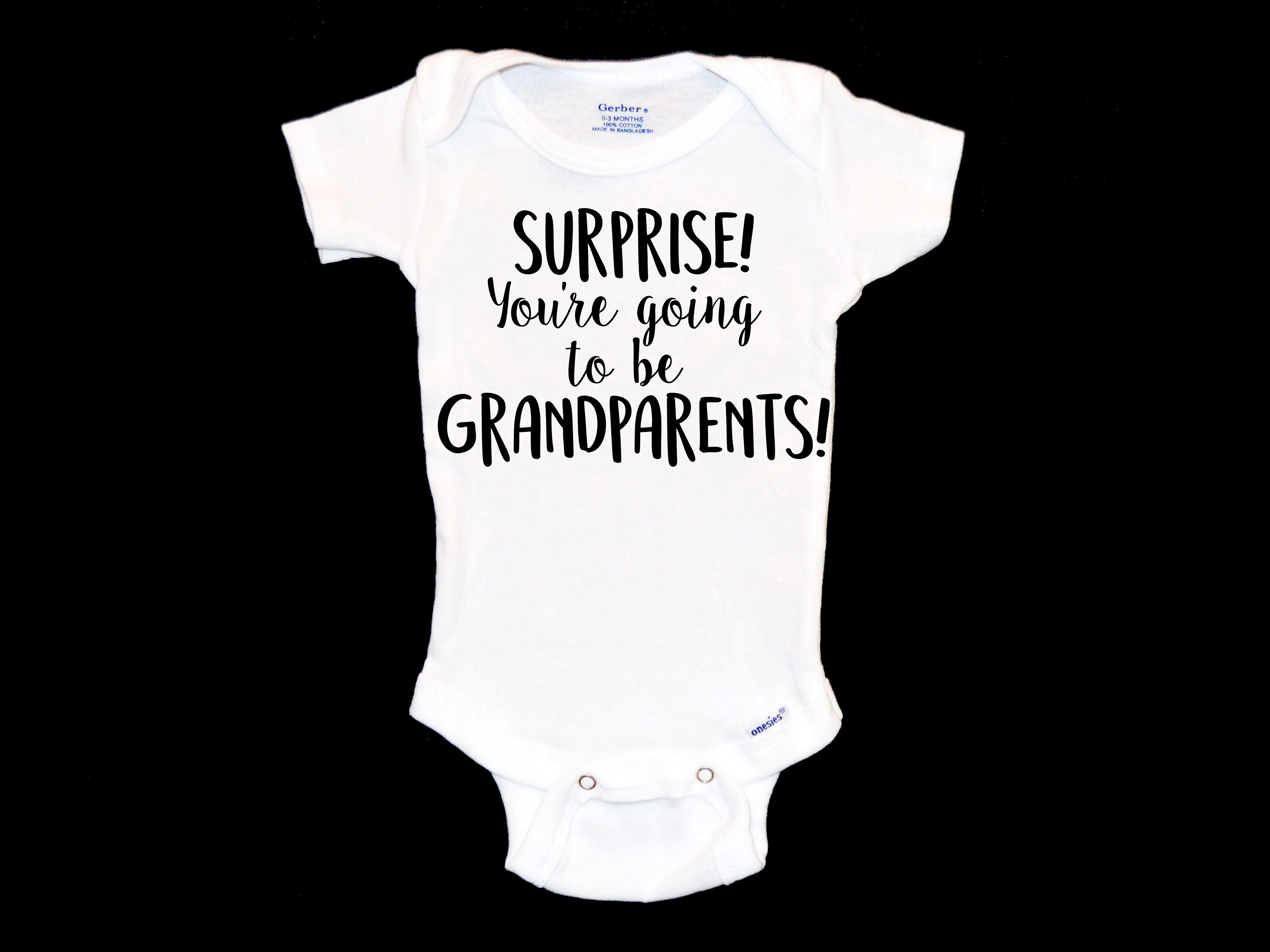 New Grandparents Surprise Pregnancy Announcement.  See you Soon. Hello Grandma and Grandpa. Novelty Gift. We're Pregnant.
