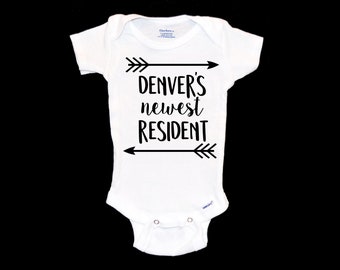 Denver Colorado Pregnancy Announcement. Baby Onesie®. We're Pregnant.  I'm Expecting. Onsie®. Newest Resident. Population +1. Mountain Baby.
