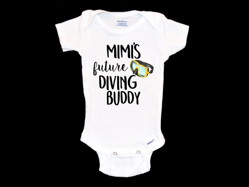 Ocean Lover Unique Baby Gift Mimi/'s Future Diving Buddy Onesie New Grandmother SCUBA Snorkel Beach Baby Onsie Pregnancy Announcement