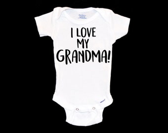 I Love My Grandma Onesie®. Pregnancy Announcement Onesie®. Grandma. Gigi. Cute Gift for New Grandparents. Modern Infant Apparel. Nana. Mimi.