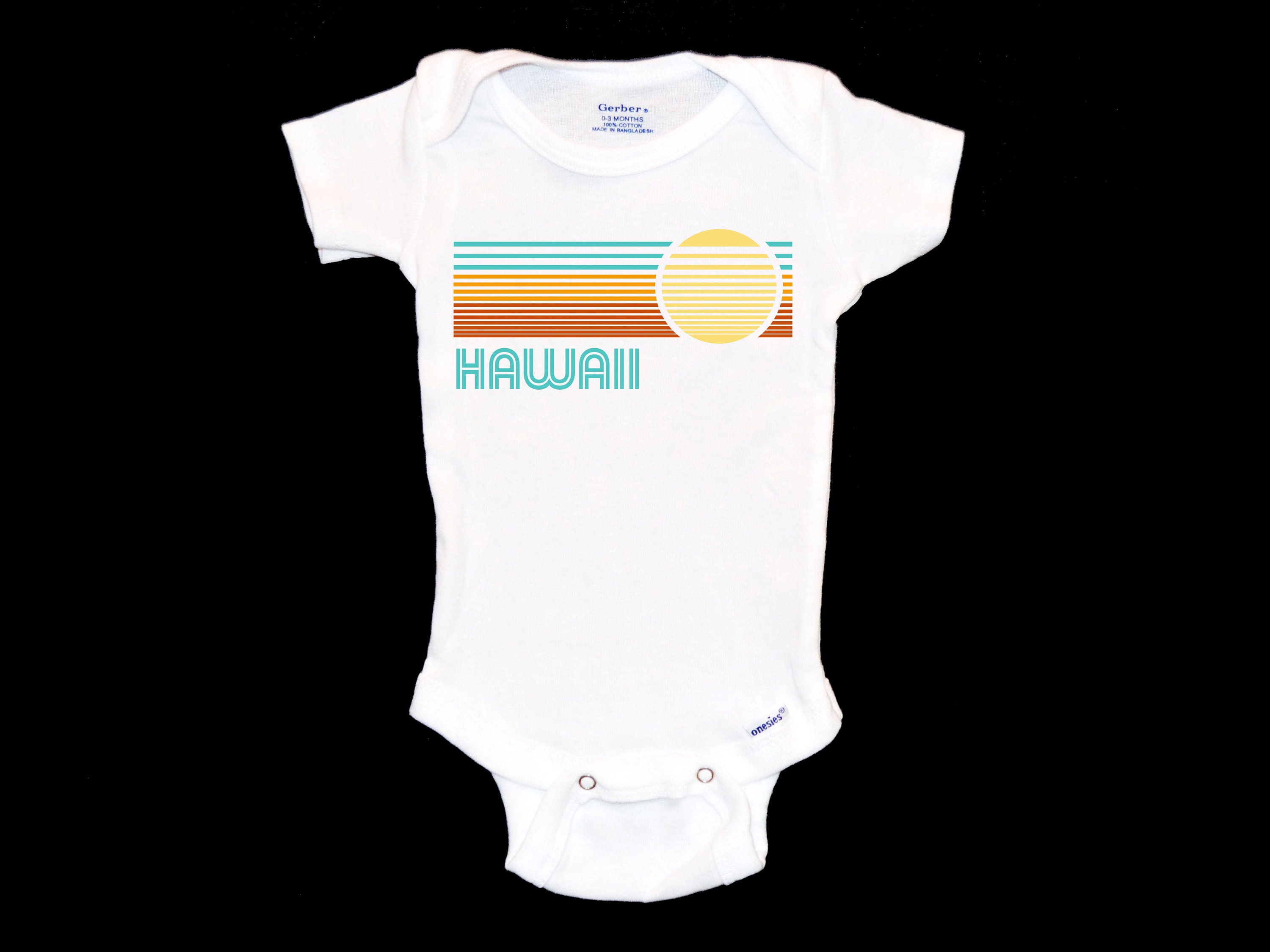 Vintage Hawaiian Baby Bodysuit - Black Short Sleeve Onesie With Humorous Design
