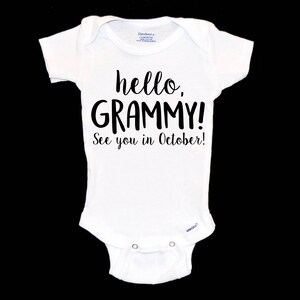 Surprise Hello Grammy Pregnancy Announcement. Gigi. New Grandmother.  First Time Nana.  Customized Onesie®. Personalized Gift. Novelty Gift.